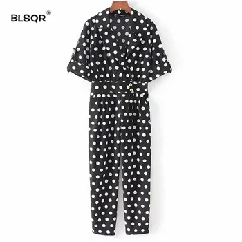 BLSQR 2018 Cute Dots V Neck Jumpsuits Pockets Short Sleeve Pleated Rompers Playsuits Vintage Female Fashion Casual Pants
BLSQR 2018 Cute Dots V Neck Jumpsuits Pockets Short Sleeve Pleated Rompers Playsuits Vintage Female Fashion Casual Pants