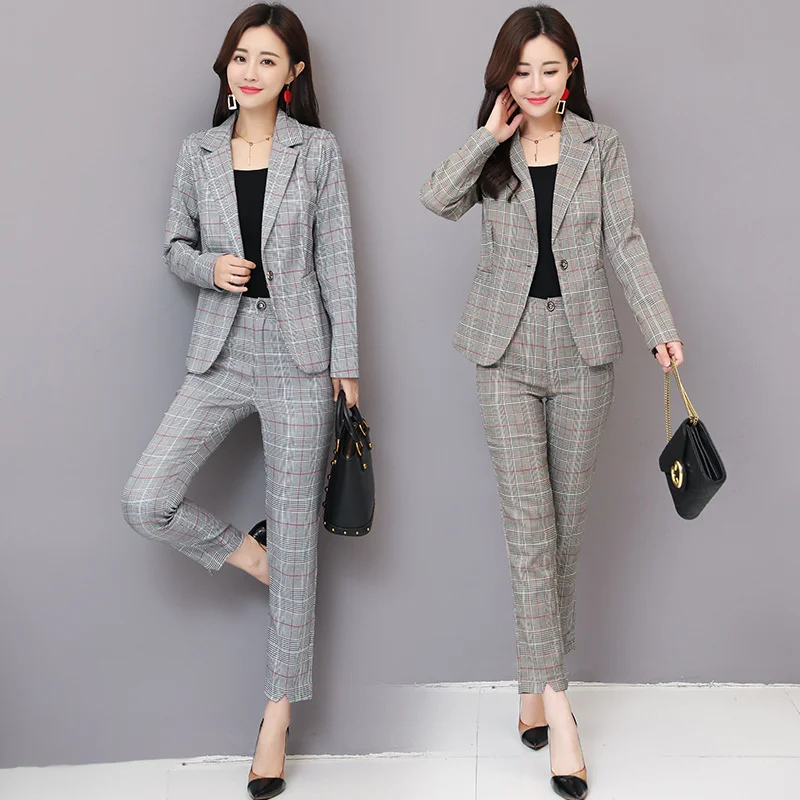 Two Piece Set 2018 Autumn New Houndstooth Business Blazers Jacket and Straight Pants Set Woman Elegant Office Work Slim Suits
Two Piece Set 2018 Autumn New Houndstooth Business Blazers Jacket and Straight Pants Set Woman Elegant Office Work Slim Suits