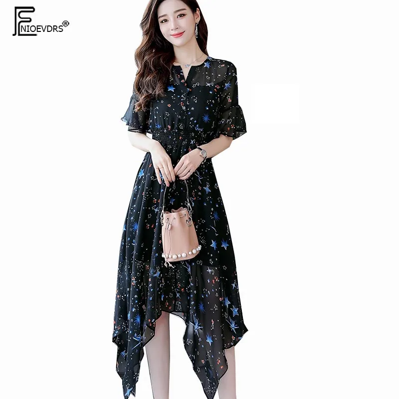 Chiffon Dresses Women's Irregular Vacation Elegant Office Lady Mesh Sheer Black Chiffon Printed Star A Line Flare Sleeve Dress
Chiffon Dresses Women's Irregular Vacation Elegant Office Lady Mesh Sheer Black Chiffon Printed Star A Line Flare Sleeve Dress