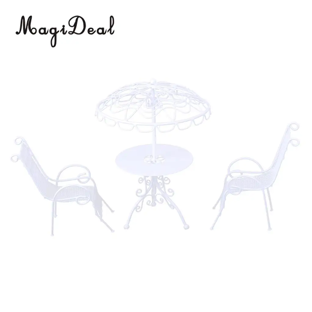 1/12 Scale Dollhouse Miniature Table Chairs Set Outdoor Garden Yard Scene Model Toy Furniture Decoration Accessory