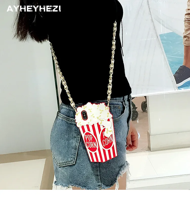 Cute popcorn Convenient Cell Phone case with long Strap chain crossbody for iphone XS MAX XR X 8 7 6S 6 plus Cover Insta Good
Cute popcorn Convenient Cell Phone case with long Strap chain crossbody for iphone XS MAX XR X 8 7 6S 6 plus Cover Insta Good