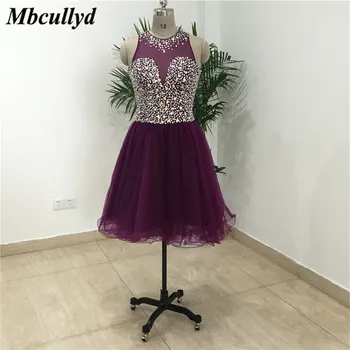 Mbcullyd Tulle A Line Bridesmaid Dresses With Shining Crystal Illusion Backless O Neck Short Knee Length Maid Of Honor Dress
Mbcullyd Tulle A Line Bridesmaid Dresses With Shining Crystal Illusion Backless O Neck Short Knee Length Maid Of Honor Dress