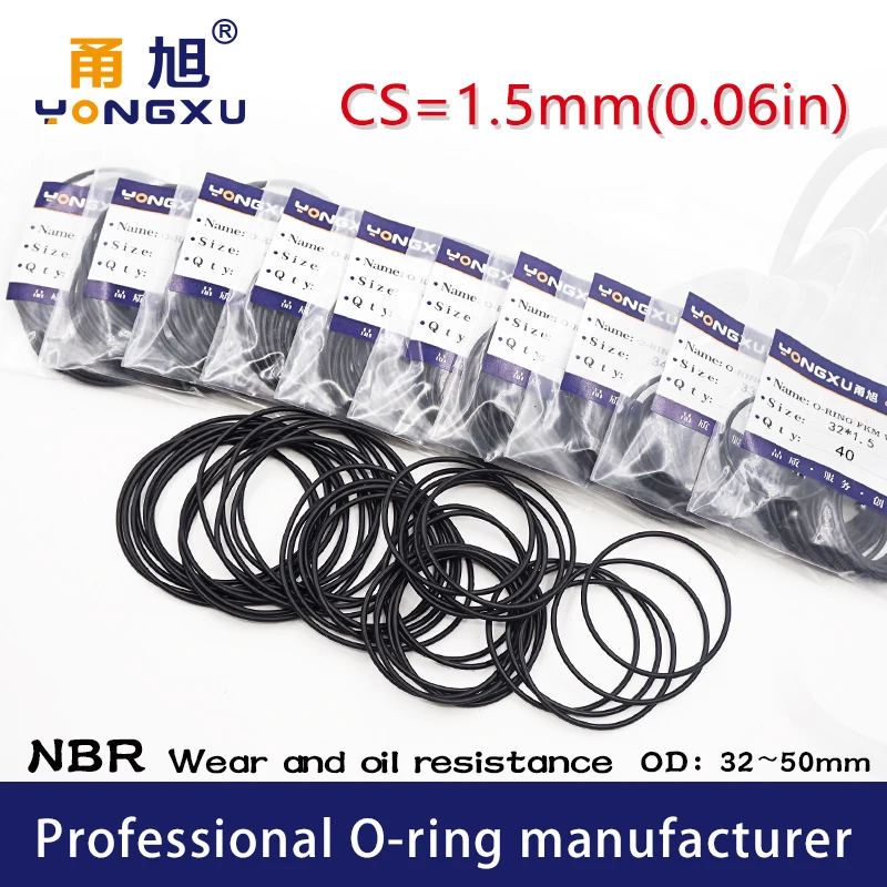 20PCS/lot Black NBR Sealing O-Ring 1.5mm Thickness 32/33/34/35/36/38/40/42/45/48/50mm OD O Ring Seal Rubber Gasket Ring Washer
20PCS/lot Black NBR Sealing O-Ring 1.5mm Thickness 32/33/34/35/36/38/40/42/45/48/50mm OD O Ring Seal Rubber Gasket Ring Washer