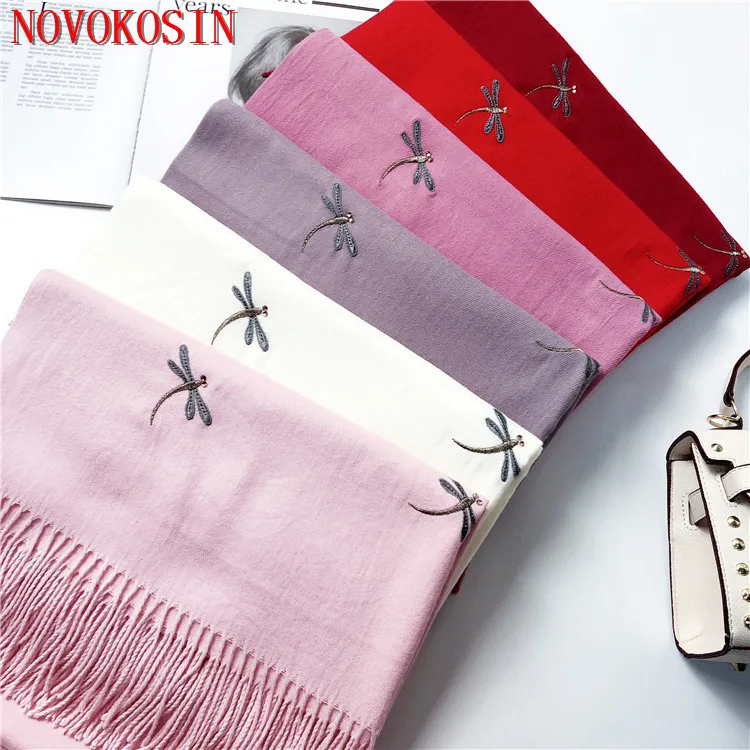 SC287 Women Warm Dragonfly Scarf Winter Embroidered Pashmina Female Stole Long Thick Fashion Shawl 2018 NEW 180x70cm
SC287 Women Warm Dragonfly Scarf Winter Embroidered Pashmina Female Stole Long Thick Fashion Shawl 2018 NEW 180x70cm