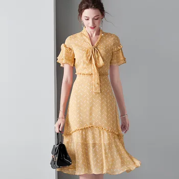 Dress Summer Woman 2019 New V-Neck Bow Short Sleeves Printed Slim Casual Mermaid Dress Female Over The Knees S-XL
Dress Summer Woman 2019 New V-Neck Bow Short Sleeves Printed Slim Casual Mermaid Dress Female Over The Knees S-XL