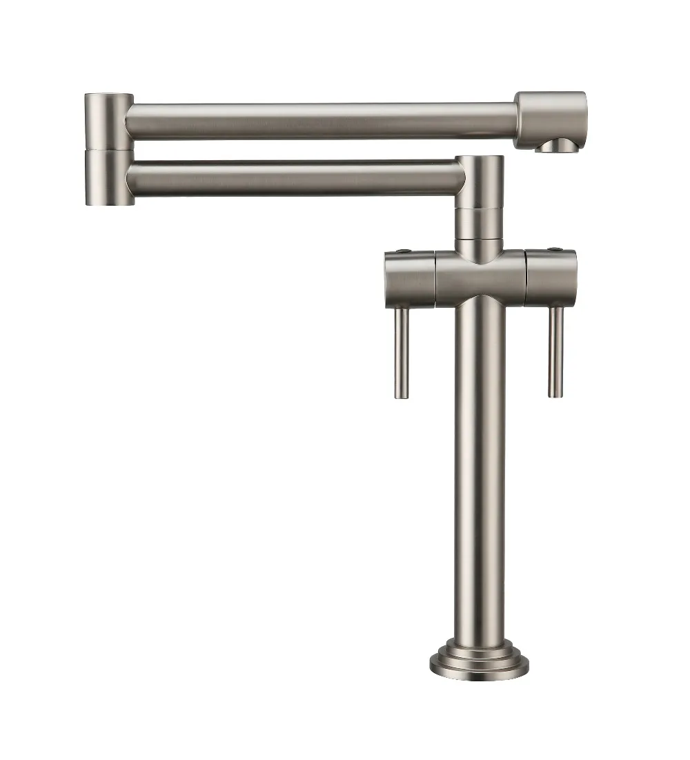 Deck Mounted Brass single Hole Swivel Kitchen mixer faucet Double Joint Spout Brushed nickel hot and cold water pot filler tap
Deck Mounted Brass single Hole Swivel Kitchen mixer faucet Double Joint Spout Brushed nickel hot and cold water pot filler tap
