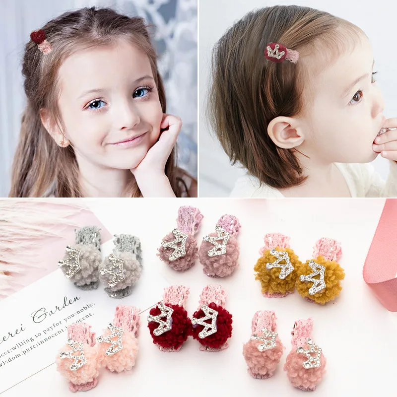 

2pc/set Cute Baby Girl Hairpins Floral Hair Clips Crown Barrettes For Girls Kids Children Hairclip Headwear