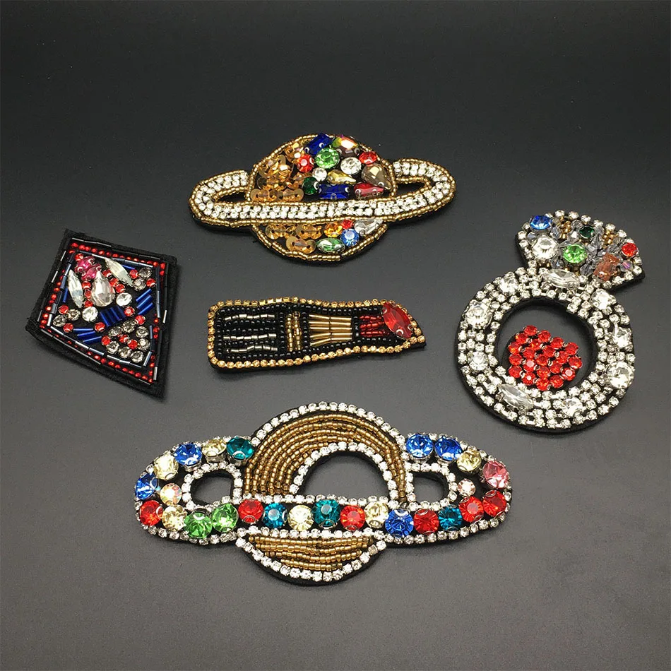 3d аппликация ручной работы с блестками и стразами|beaded patches|patch starsew on sequins |