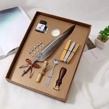 Fountain Pen 2019 English Calligraphy Feather Dip Pen Writing Ink Set Stationery Gift Box with 5 Nib Wedding Gift Quill Pen
Fountain Pen 2019 English Calligraphy Feather Dip Pen Writing Ink Set Stationery Gift Box with 5 Nib Wedding Gift Quill Pen