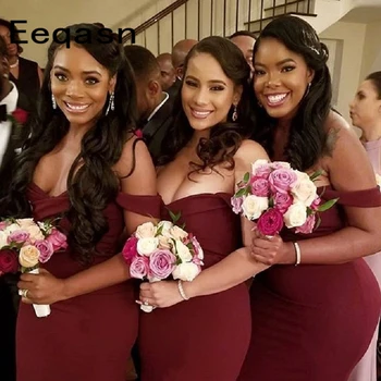 Burgundy Stretch Satin Bridesmaid Dresses 2020 Sexy Off the Shoulder Under 100 African Long Party Dress Maid Of Honor For Women
Burgundy Stretch Satin Bridesmaid Dresses 2020 Sexy Off the Shoulder Under 100 African Long Party Dress Maid Of Honor For Women