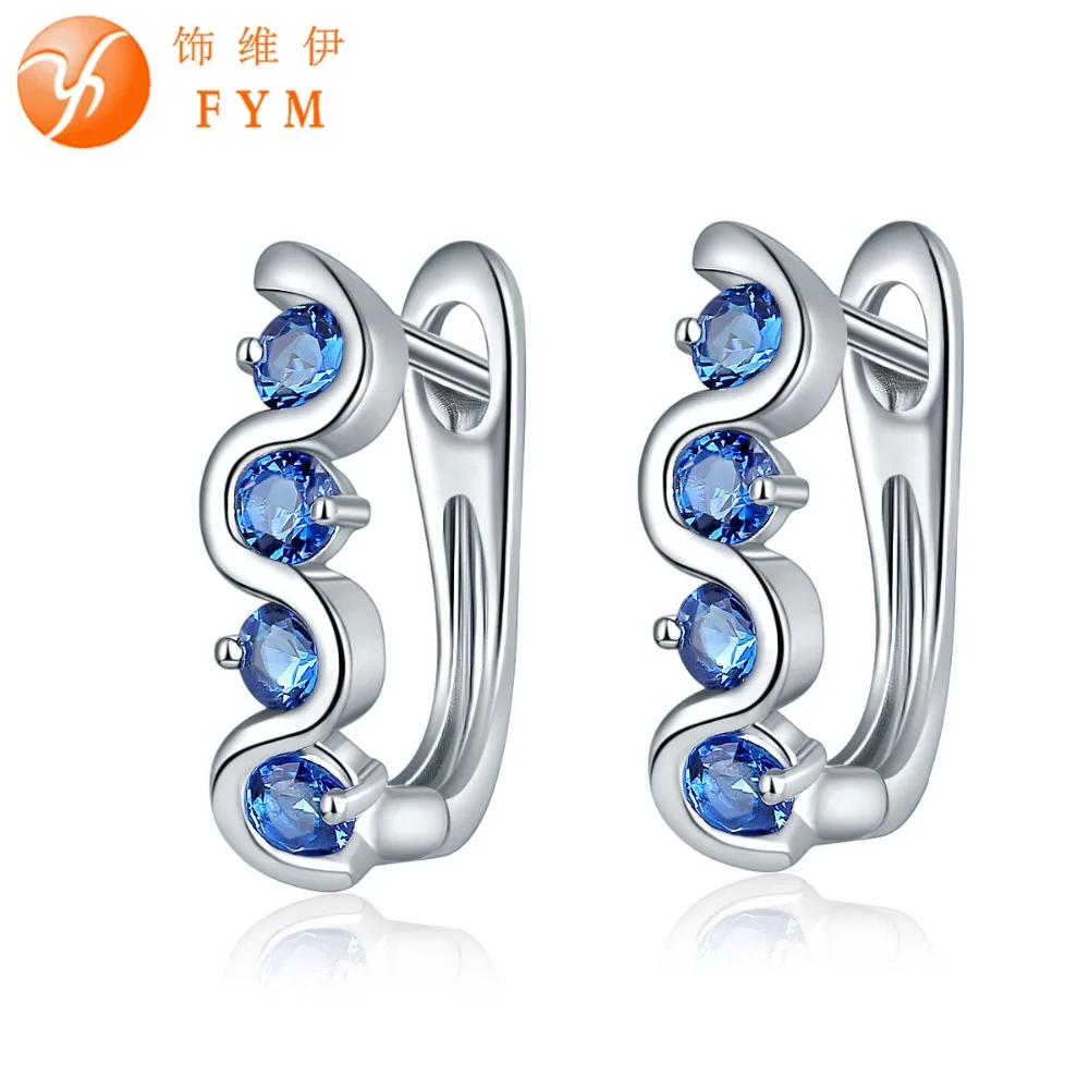 FYM Brand 7 Colors Inlay Zircon Four Blue Round AAA Cubic Zircon Earrings For Women Luxury Sliver color Hoop Earrings
FYM Brand 7 Colors Inlay Zircon Four Blue Round AAA Cubic Zircon Earrings For Women Luxury Sliver color Hoop Earrings