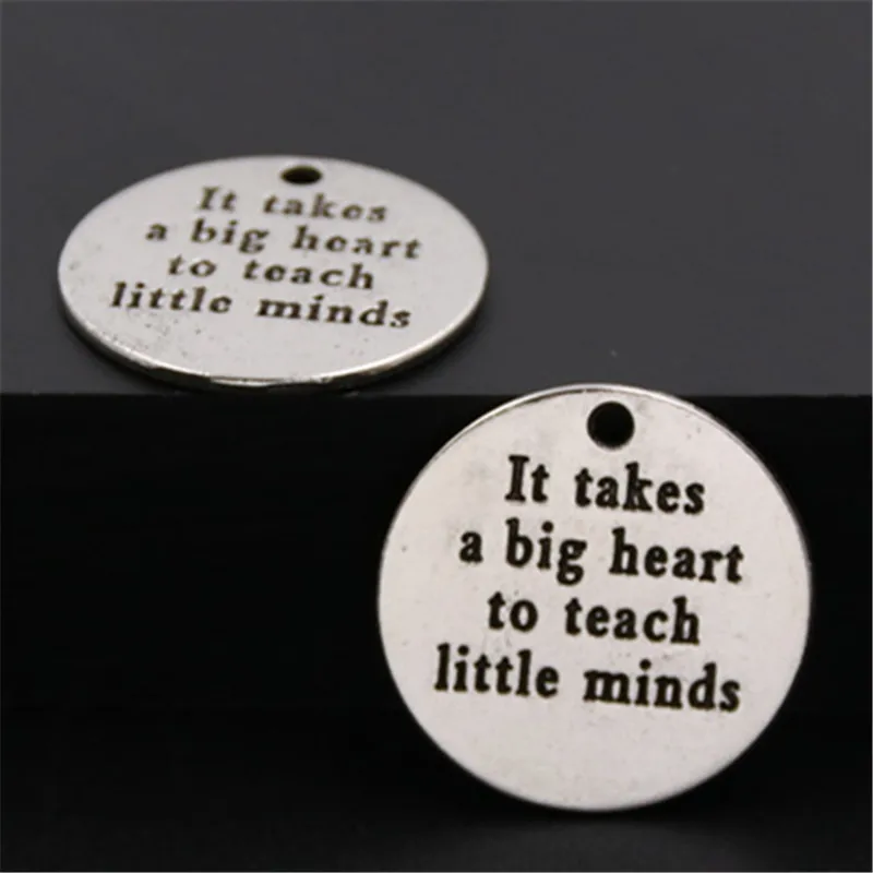 15pcs Antique Silver "It Takes A Big Heart To Teach Little Minds" Charms Pendant For Diy Jewelry Making A390
15pcs Antique Silver "It Takes A Big Heart To Teach Little Minds" Charms Pendant For Diy Jewelry Making A390