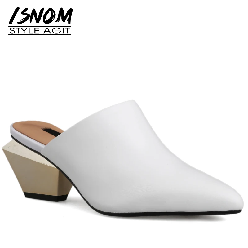 ISNOM Unusual Heels High Slippers Woman Pointed Toe Footwear Slides Shoes Female Gemuine Leather Mules Shoes Women Summer
ISNOM Unusual Heels High Slippers Woman Pointed Toe Footwear Slides Shoes Female Gemuine Leather Mules Shoes Women Summer