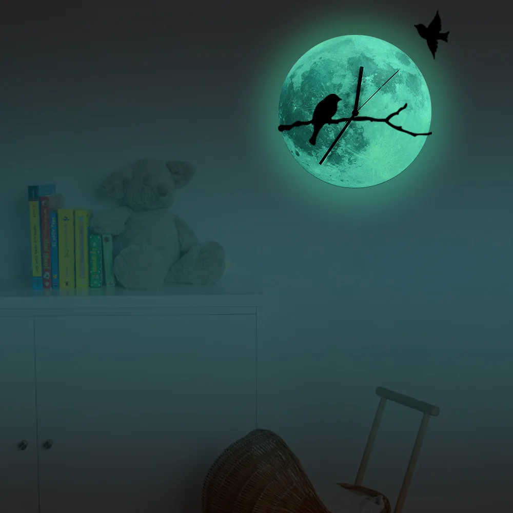 Creative Luminous Wall Clock Luminescent Moon Green Luminous Wall Clock On The Bird Branches Living Room Clock
Creative Luminous Wall Clock Luminescent Moon Green Luminous Wall Clock On The Bird Branches Living Room Clock