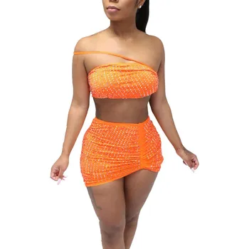 Women Party Glitter Rhinestones Two Piece Outfits Club Summer Bandage Solid Backless Strapless Sexy Two Piece Set
Women Party Glitter Rhinestones Two Piece Outfits Club Summer Bandage Solid Backless Strapless Sexy Two Piece Set