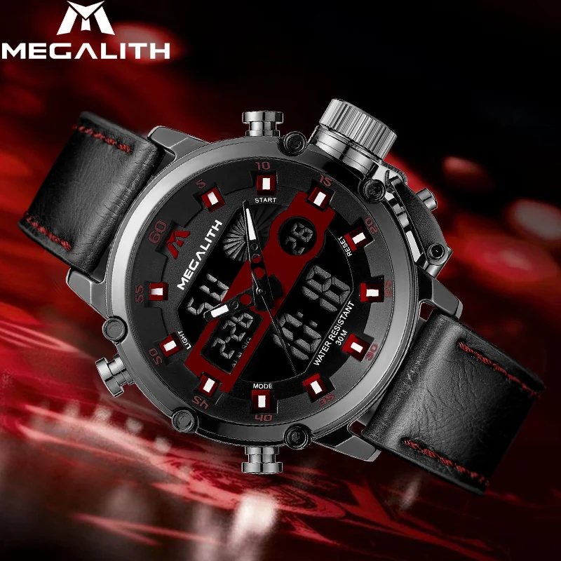 MEGALITH Sport Chronograph Quartz Watches Men Multifunction Dual Display Watch Waterproof Luminous Wristwatches For Mens Clock
MEGALITH Sport Chronograph Quartz Watches Men Multifunction Dual Display Watch Waterproof Luminous Wristwatches For Mens Clock