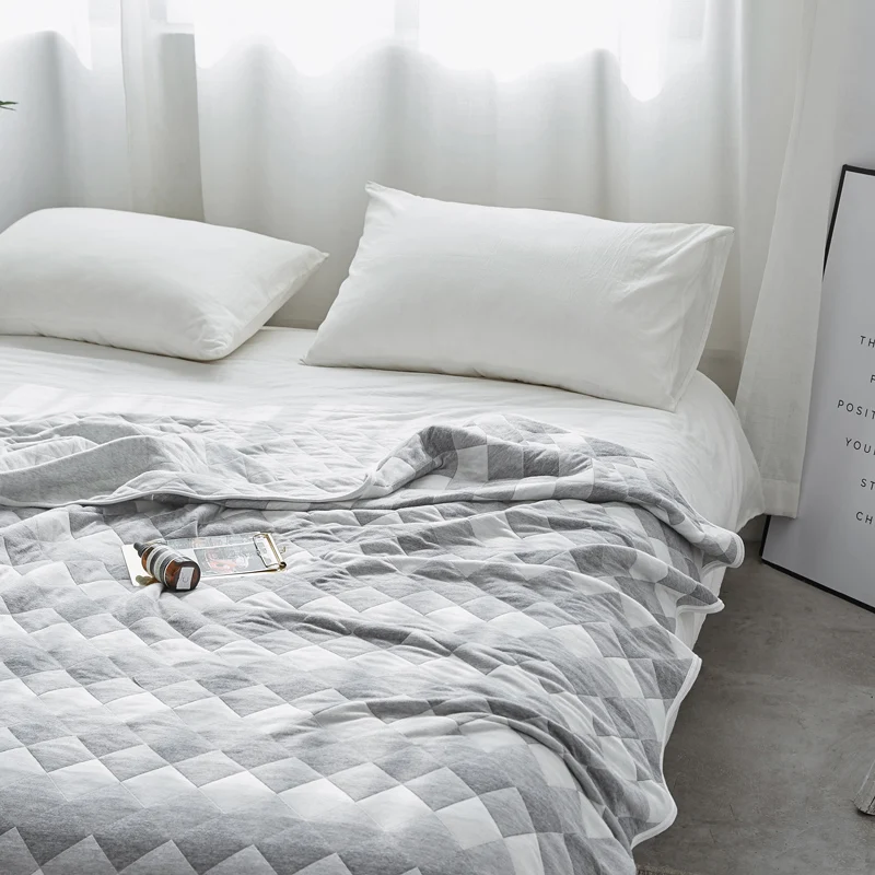 Square pattern knit cotton blanket suitable for adults and children in the environment of sofa and bed
Square pattern knit cotton blanket suitable for adults and children in the environment of sofa and bed