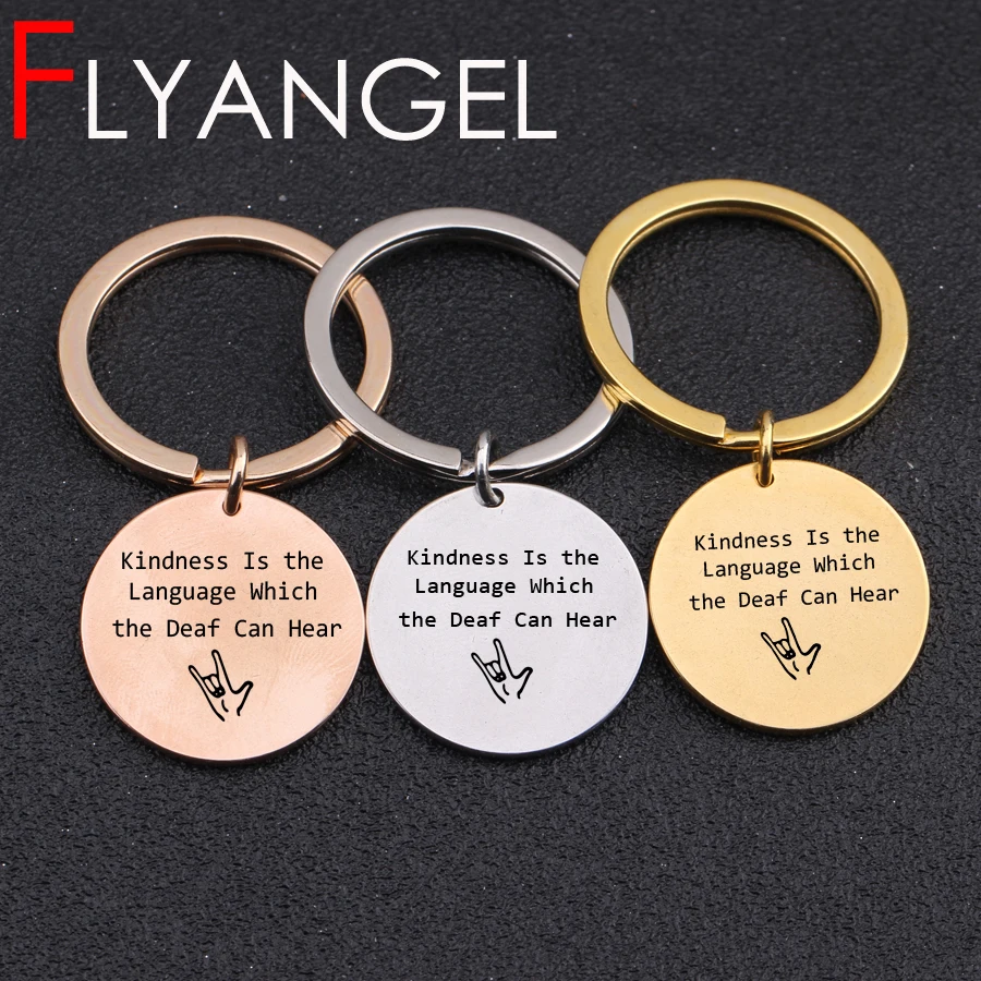 Chic High Quality Sign Language Key Chains Engraved Kindness Is The Language Which The Deaf Can Hear Keyring Jewerly Keyring
Chic High Quality Sign Language Key Chains Engraved Kindness Is The Language Which The Deaf Can Hear Keyring Jewerly Keyring