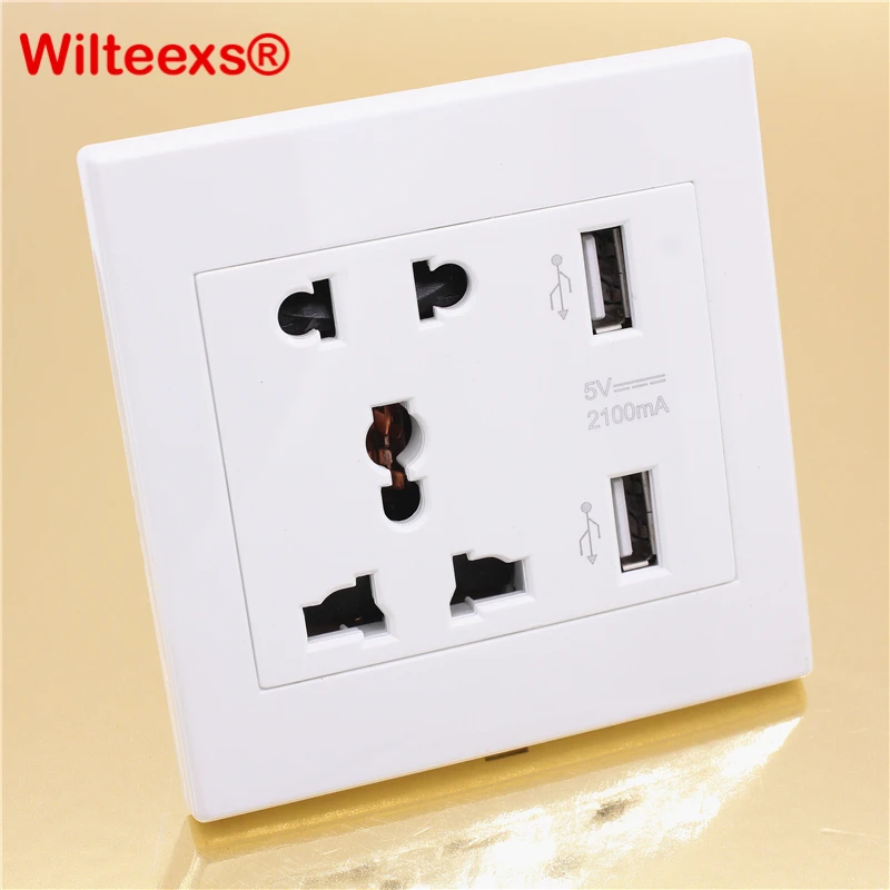 Электрическая настенная зарядка WILTEEXS 1 шт. 2 порта USB адаптер питания