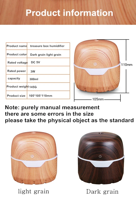 Aroma humidifier 130 mL USB portable cool mist humidifier for car and home
