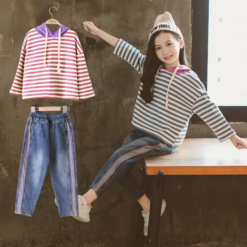 Kid Clothes 2019 Fashion Clothing Set for Children Girls Knit Hooded Sweatshirts and Jeans Troursers Spring Autumn Tracksuit 14Y
Kid Clothes 2019 Fashion Clothing Set for Children Girls Knit Hooded Sweatshirts and Jeans Troursers Spring Autumn Tracksuit 14Y