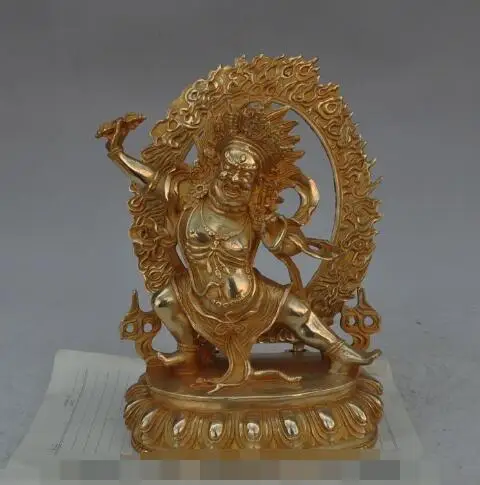 

S05582 10"Tibet Buddhism fane Bronze Gilt Phurpa Vajrapani Mahakala god Buddha Statue