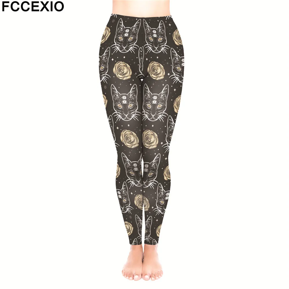 FCCEXIO New Brand Female Workout Pants High Waist Fitness Leggings Psycho Cats Rose Print Leggins Women Leggings Slim Trousers
FCCEXIO New Brand Female Workout Pants High Waist Fitness Leggings Psycho Cats Rose Print Leggins Women Leggings Slim Trousers