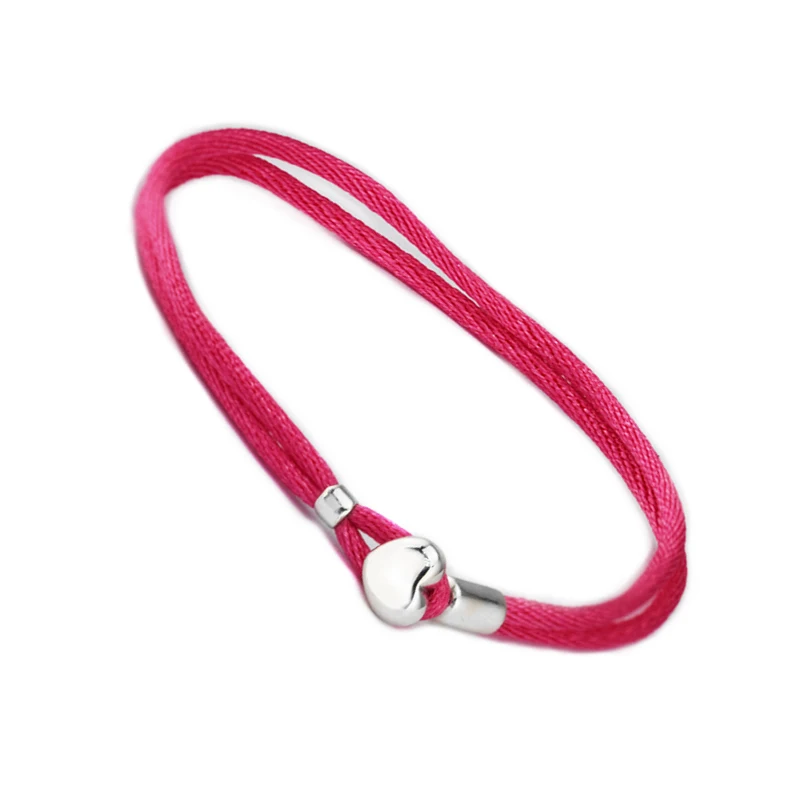 Genuine Hot Pink Fabric Cord Bracelet femme 925 Sterling Silver Charm Bracelet for Women pulseras mujer
Genuine Hot Pink Fabric Cord Bracelet femme 925 Sterling Silver Charm Bracelet for Women pulseras mujer