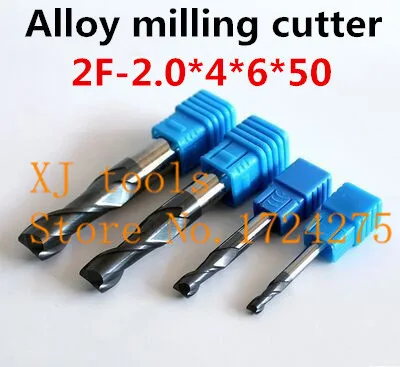 

New HRC50 2F-2.0*4*6*50mm*5PCS Micro Solid Carbide End Mill CNC Milling Cutter Tool Bits For Steel Milling Free Delivery