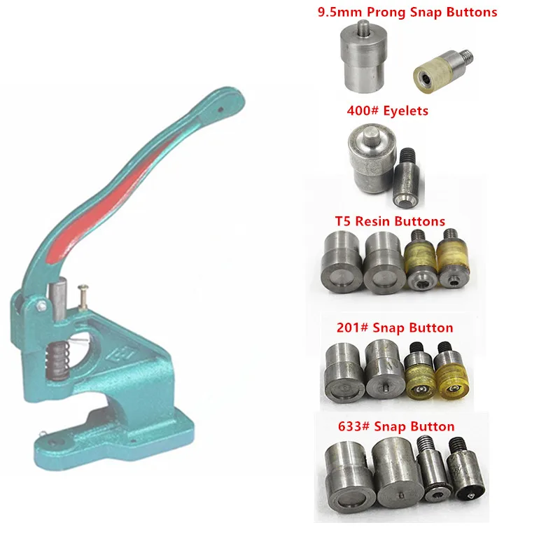 5set Hand Pressing Clamp Machine Tools 9.5mm Prong Snap Buttons Mold 6mm Eyelets Grommets Die Mold T5/633/201 Snap Fastener Dies
5set Hand Pressing Clamp Machine Tools 9.5mm Prong Snap Buttons Mold 6mm Eyelets Grommets Die Mold T5/633/201 Snap Fastener Dies