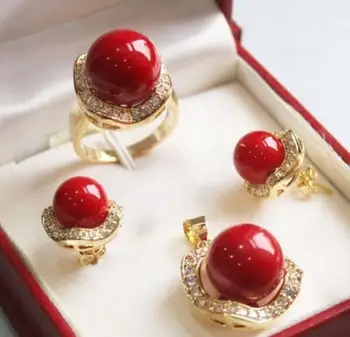 Free Shipping Hot sale new Style >>>>10mm &14mm Coral Red South sea Shell Pearl Earrings Ring Necklace Pendant Set
Free Shipping Hot sale new Style >>>>10mm &14mm Coral Red South sea Shell Pearl Earrings Ring Necklace Pendant Set