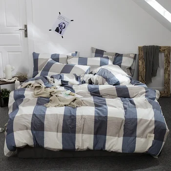 Stone washed cotton bed sheets 4pcs single full queen King size duvet cover fitted sheet and pillowcases striped plaid bedding
Stone washed cotton bed sheets 4pcs single full queen King size duvet cover fitted sheet and pillowcases striped plaid bedding