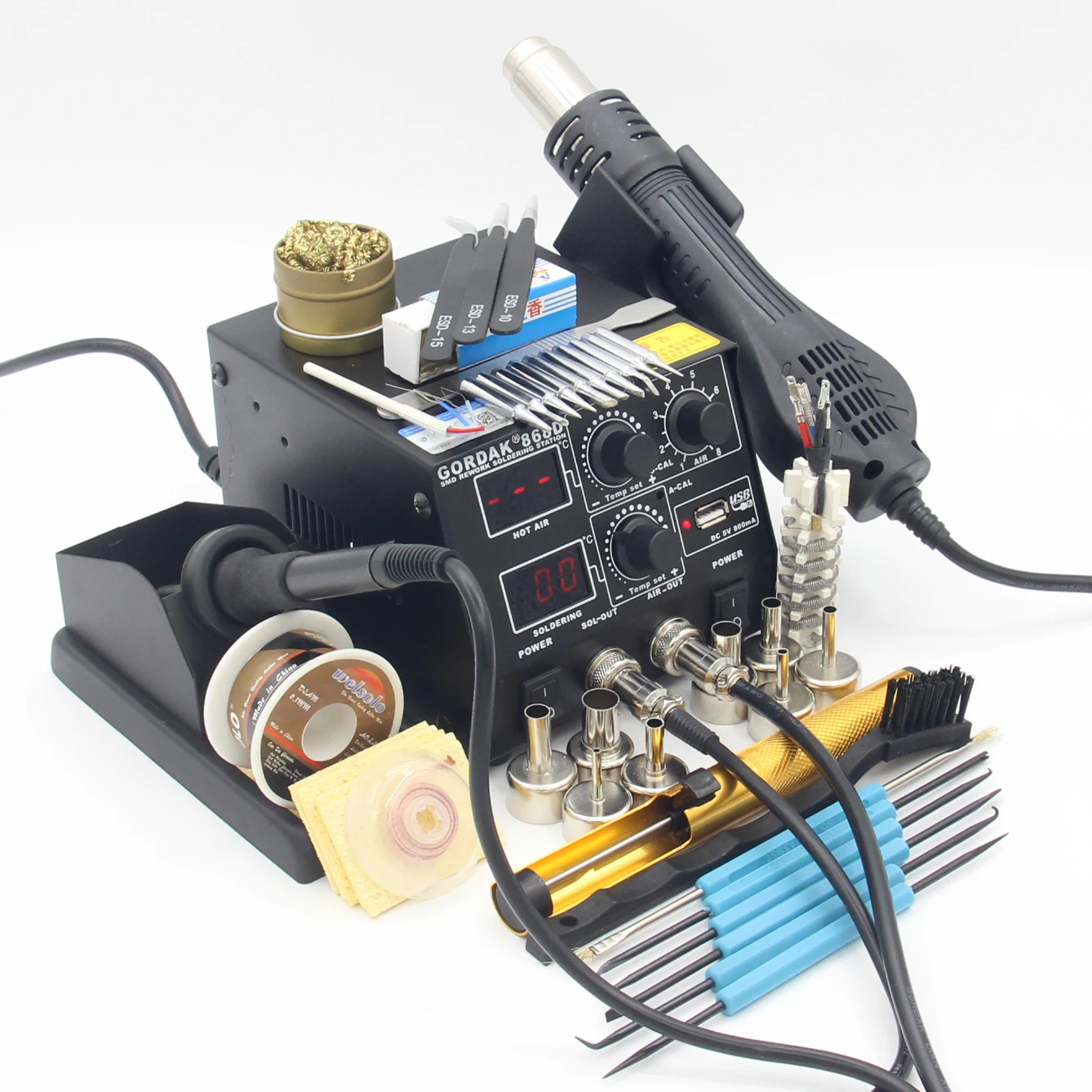 GORDAK 868D 2 in 1 500W Soldering Station SMD Rework Station Hot Air Gun Electric Solder iron For Welding Repair tools
GORDAK 868D 2 in 1 500W Soldering Station SMD Rework Station Hot Air Gun Electric Solder iron For Welding Repair tools