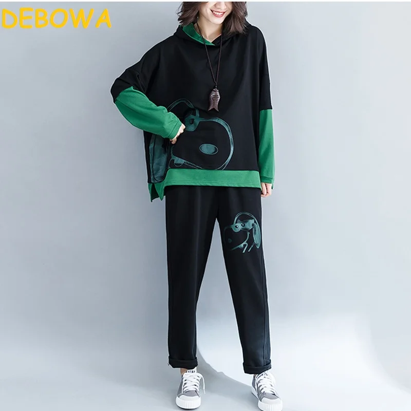 Debowa 2018 Autumn Loose Women's Set H Sweatshirt Terry SweatPants Large Size 2 Pcs Set Casual Oversize Cotton Women Suit
Debowa 2018 Autumn Loose Women's Set H Sweatshirt Terry SweatPants Large Size 2 Pcs Set Casual Oversize Cotton Women Suit