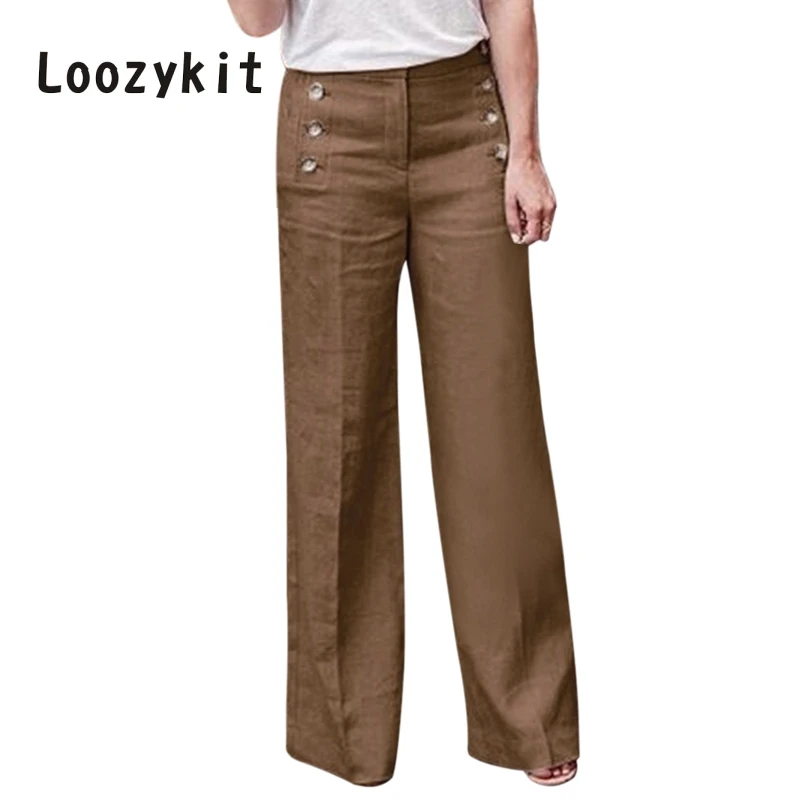 LOOZYKIT 2019 Autumn Women Cotton Linen Wide Leg Pants Casual Solid High Waist Trousers Loose Button Office Lady Long Pants
LOOZYKIT 2019 Autumn Women Cotton Linen Wide Leg Pants Casual Solid High Waist Trousers Loose Button Office Lady Long Pants
