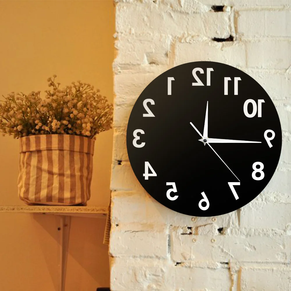Reverse Wall Clock Unusual Numbers Backwards Modern Decorative Clock