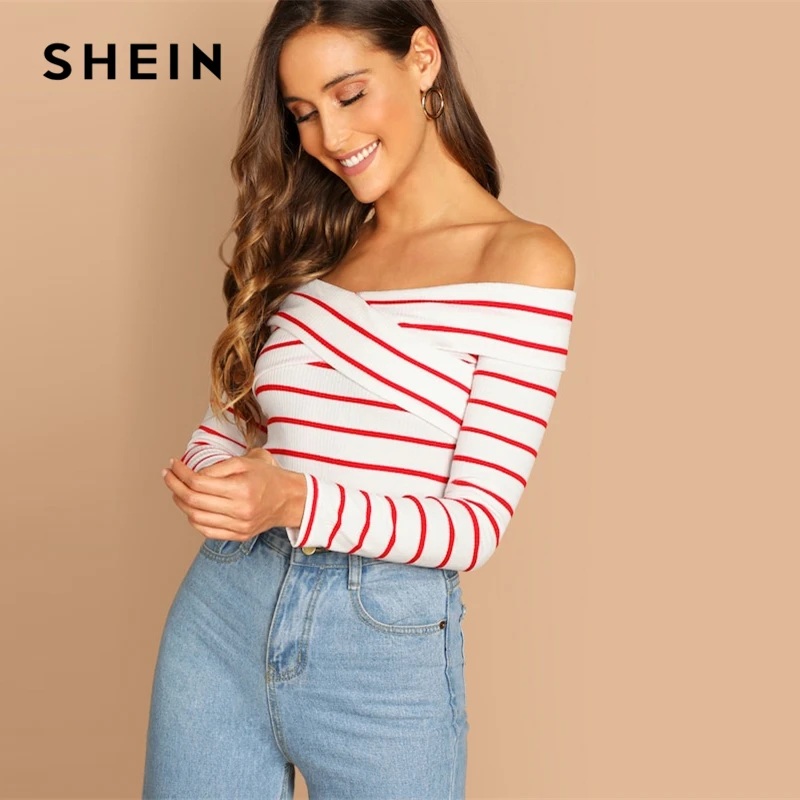 SHEIN Going Out Multicolor Elegant Cross Wrap Off the Shoulder Striped Pullovers Tee Autumn Women Casual Women Tshirt Top
SHEIN Going Out Multicolor Elegant Cross Wrap Off the Shoulder Striped Pullovers Tee Autumn Women Casual Women Tshirt Top