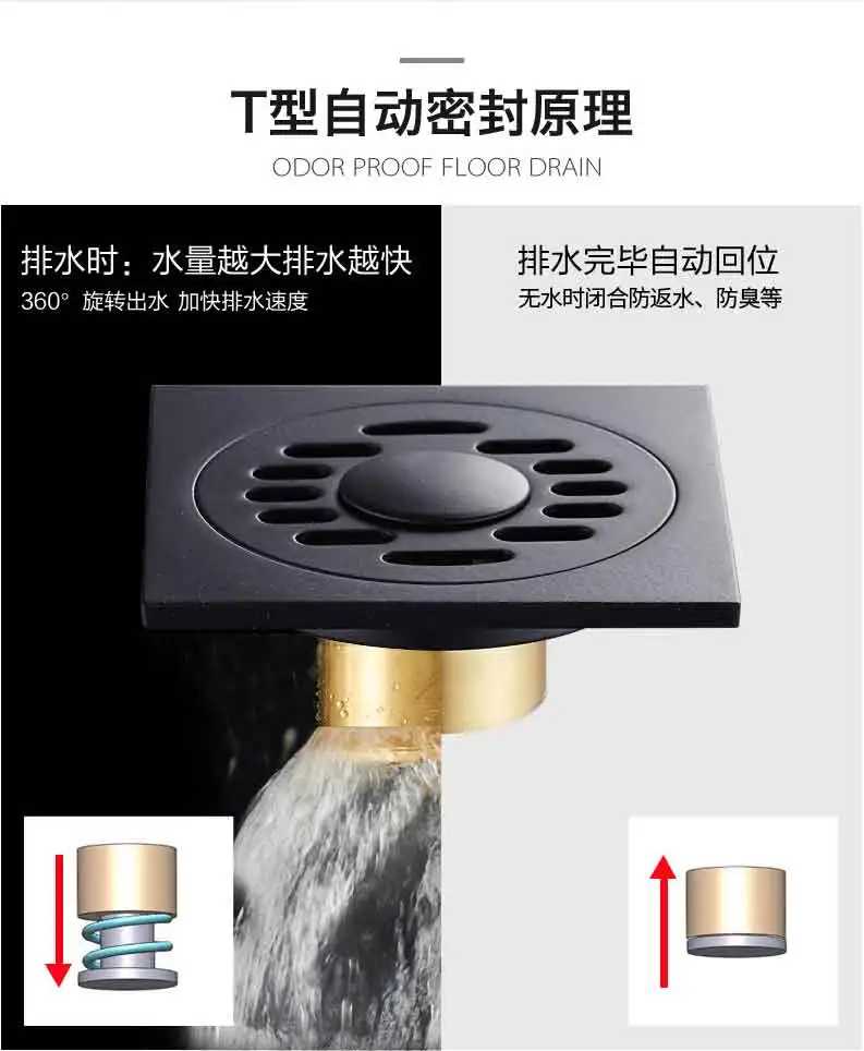 地漏-黑色全铜防臭地漏仿古卫生间厕所下水道三通洗衣机地漏浴室淋浴房-地漏尽在阿里_05