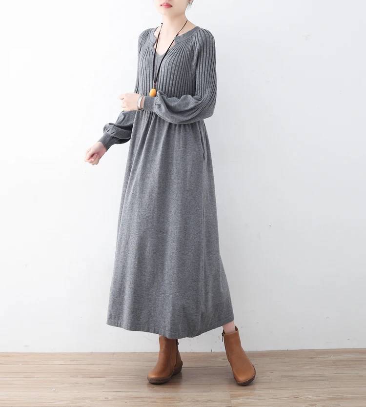 2019 New Original Design Style Elegance Vintage Grey Loose Puff Sleeve Midi Dresses V Neck Women's knits dress Lady Dresses
2019 New Original Design Style Elegance Vintage Grey Loose Puff Sleeve Midi Dresses V Neck Women's knits dress Lady Dresses