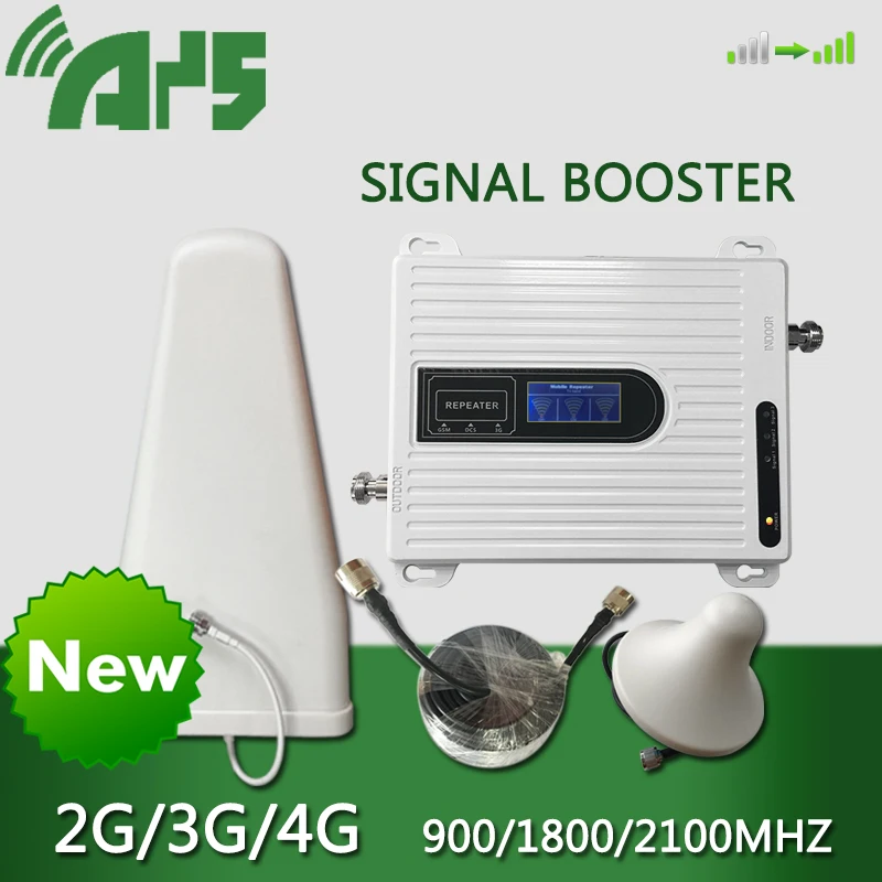 

900 1800 2100 mhz Signal Booster 2G 3G 4G 70dB Repeater Tri Band Cellular Signal Amplifier GSM DCS LTE WCDMA for Cell Phone