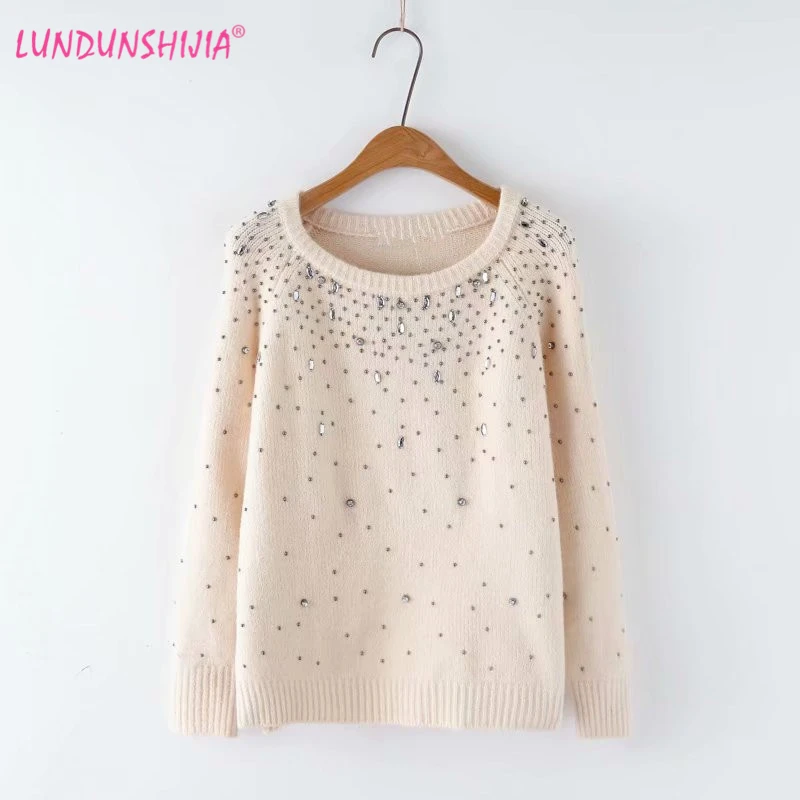 LUNDUNSHIJIA 2019 New Spring Autumn Sweater Women O-neck Long Sleeve Diamond Decoration Knitting Loose Pullovers Sueter Mujer
LUNDUNSHIJIA 2019 New Spring Autumn Sweater Women O-neck Long Sleeve Diamond Decoration Knitting Loose Pullovers Sueter Mujer