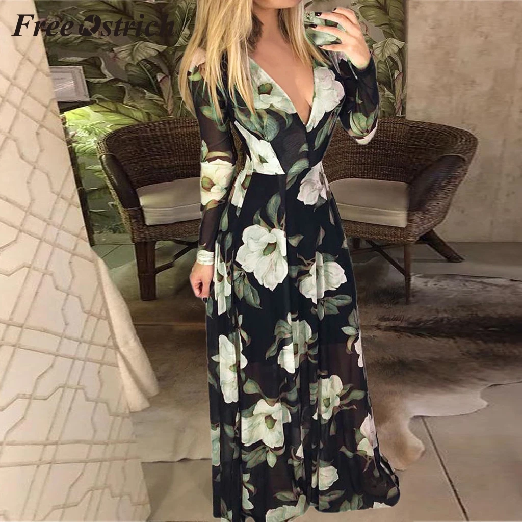 Free Ostrich 2019 Women Floral Print Long Sleeve High Waist DEEP V-neck Zipper Long Dress Maxi Dresses Elegant Lightweight Dress
Free Ostrich 2019 Women Floral Print Long Sleeve High Waist DEEP V-neck Zipper Long Dress Maxi Dresses Elegant Lightweight Dress