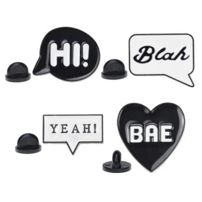 WKOUD Cute Black Letter Brooches HI BAE YEAH Blah Enamel Pins Fashion Women Denim Jackets Lapel Pin Badges Kids Jewelry Gifts
WKOUD Cute Black Letter Brooches HI BAE YEAH Blah Enamel Pins Fashion Women Denim Jackets Lapel Pin Badges Kids Jewelry Gifts