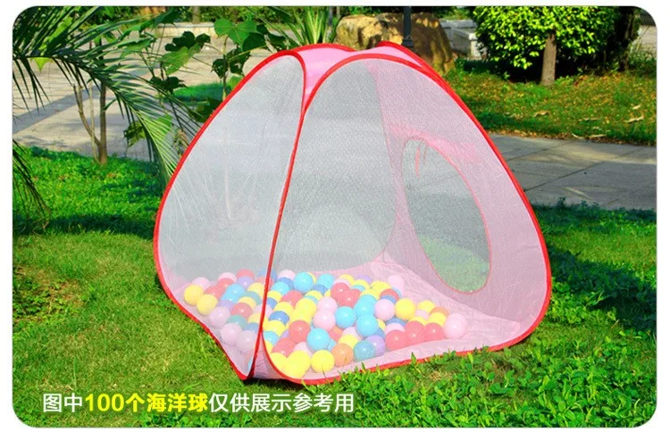 Foldable indoor outdoor children's play house on three sides gauze spacious tent ocean ball pool toys parent-child interaction (3)