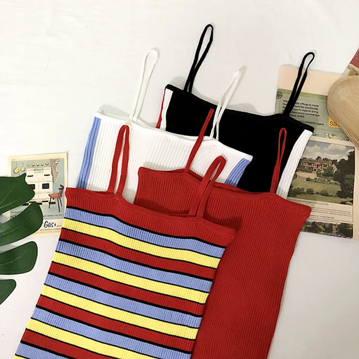 Female Knitting Chic Camisole Sexy Striped Spaghetti Camisole Elless Femme Women 2019 Summer Cotton Woman Crop Tops Femme G575
Female Knitting Chic Camisole Sexy Striped Spaghetti Camisole Elless Femme Women 2019 Summer Cotton Woman Crop Tops Femme G575
