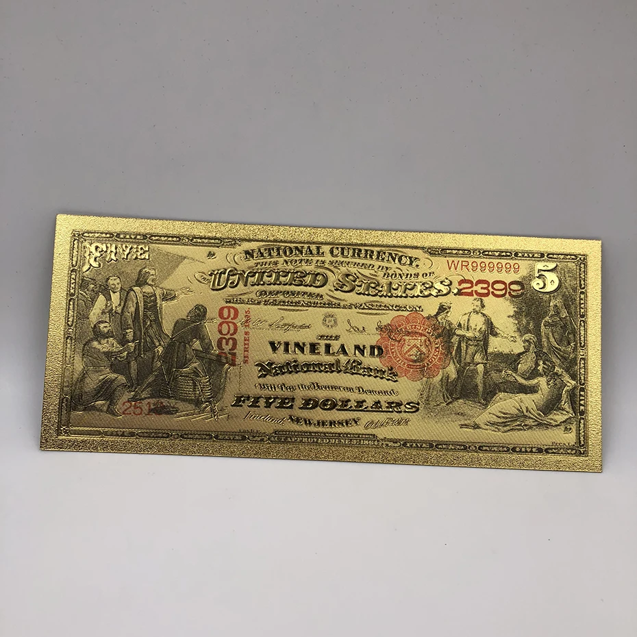 Usd 100 1875 Year Colorful Gold Banknote 24k Gold Foil Bill Note with Stand