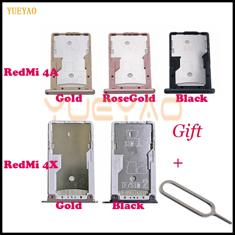 

New SIM Card Tray Socket Slot Holder Adapters Replacement Spare Parts for Xiaomi Redmi 4A / 4X SIM & SIM / TF Card Tray Adapters