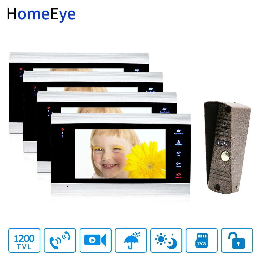 

Wholesale Video Doorbell Video Intercom 1-4 Home Access Control System Motion Detection Multi-languages OSD Menu Touch Button