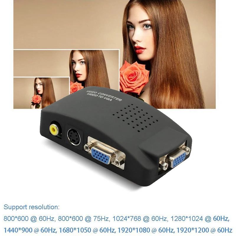 Video to VGA Converter with S-Video AV VGA In VGA Out Switch Mini Box for PC Laptop LCD TV Monitor CCTV Camera DVD Player
Video to VGA Converter with S-Video AV VGA In VGA Out Switch Mini Box for PC Laptop LCD TV Monitor CCTV Camera DVD Player