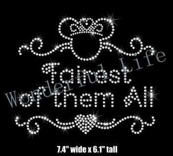 Free shipping mouse crown fairest of them all words rhinestones heat transfer design for clothing
Free shipping mouse crown fairest of them all words rhinestones heat transfer design for clothing